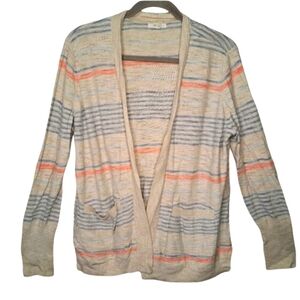 Maurices Gray Striped Open Front Lightweight Cardigan Plus Size 0X